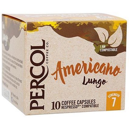 Percol Americano Lungo Capsules Coffee - Pack of 10