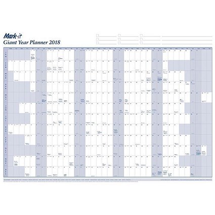 Mark-it 2018 Giant Year Planner / Unmounted / 1200x900mm