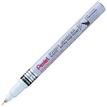 Pentel Permanent Paint Marker Bullet Tip Extra Fine Line 0.6mm White Ink [Pack 12]