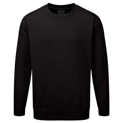 Sweatshirt Polyester/Cotton Fabric with Crew Neck / Black / Medium