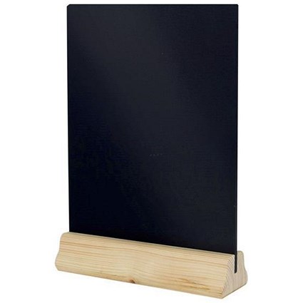 Table Chalkboard with wooden holder / Double Sided / W230 x H310mm / Black