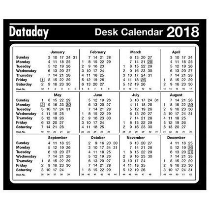 Neale Dataday 2018 Year to View Desk Mouse Mat