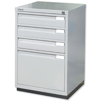 Bisley Multidrawer Cabinet 1 Filing and 3 Stationery Drawers W470xD470xH711mm Goose Grey