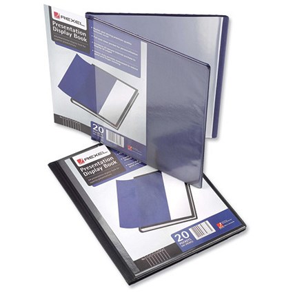 Rexel Presentation Display Book 20 Pockets and Clear Cover Pocket A4 Black [Pack 6]