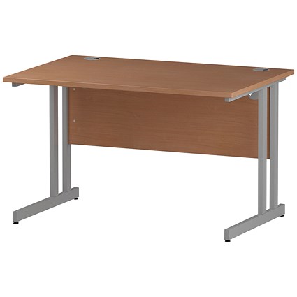 Trexus 1200mm Rectangular Desk, Silver Legs, Beech