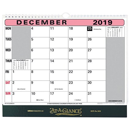 At A Glance 2019 Memo Calendar