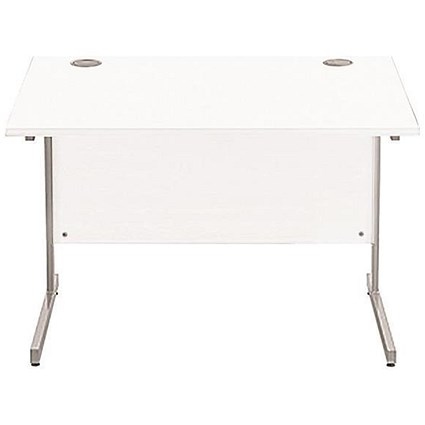 Sonix 1000mm Rectangular Desk / Silver Legs / White