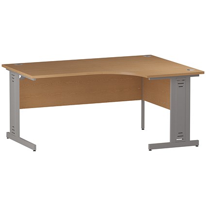 Trexus 1600mm Corner Desk, Right Hand, Cable Managed Silver Legs Oak