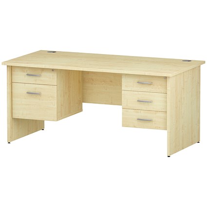 Trexus 1600mm Rectangular Desk, Panel Legs, 2 Pedestals, Maple