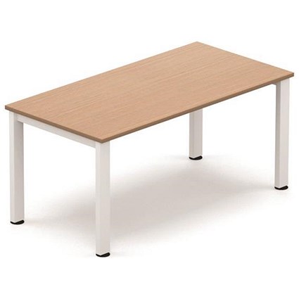 Sonix Rectangular Meeting Table / White Legs / 1600mm / Beech