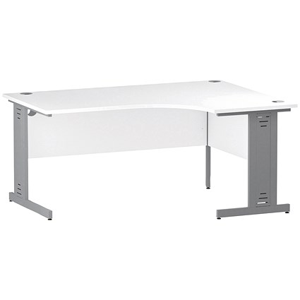 Trexus 1600mm Corner Desk, Right Hand, Cable Managed Silver Legs White