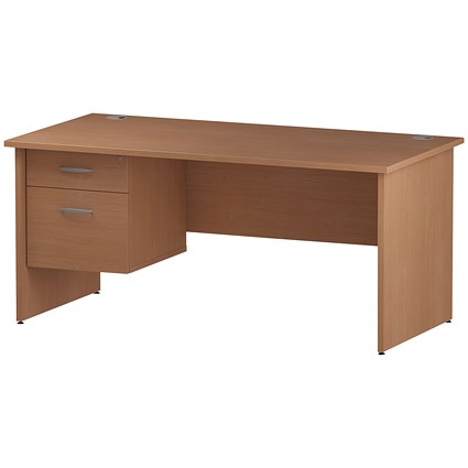 Trexus 1600mm Rectangular Desk, Panel Legs, 2 Drawer Pedestal, Beech