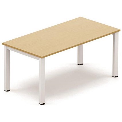 Sonix Rectangular Meeting Table / White Legs / 1600mm / Oak