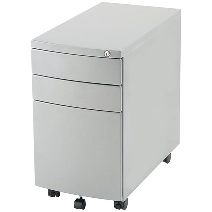 Trexus Slim Under-Desk 3 Drawer Mobile Pedestal, White