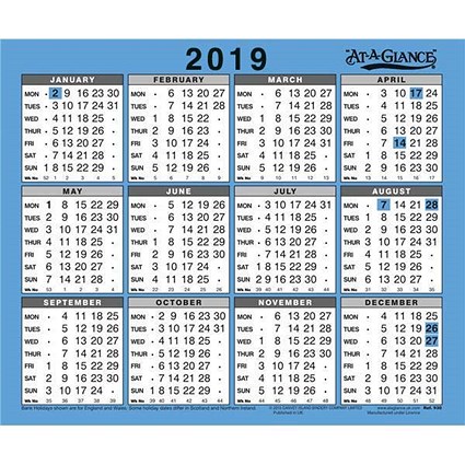 At A Glance 2019 Wall Calendar