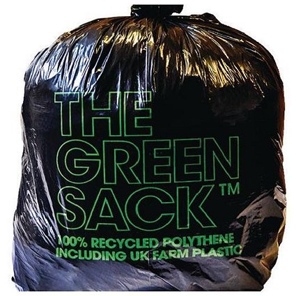 The Green Sack Refuse Sacks / Light Duty / 30 Litre / 457x737x965mm / Black / Pack of 200