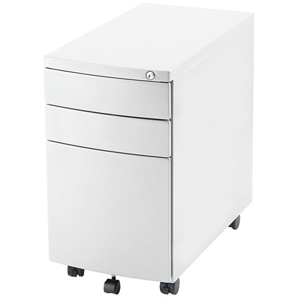 Trexus Slim Under-Desk 3 Drawer Mobile Pedestal, Silver
