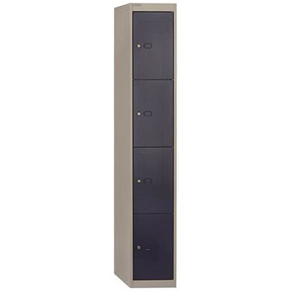Bisley 4 Door Steel Locker / Depth 457mm / Grey Shell & Blue Door