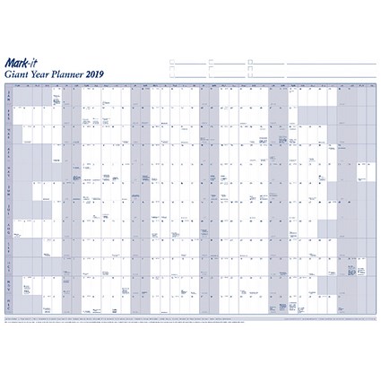 Mark-it 2019 Giant Year Planner / Unmounted / 1170x840mm