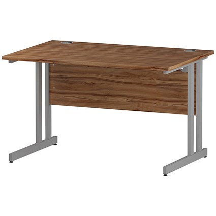 Trexus 1200mm Rectangular Desk, Silver Legs, Walnut