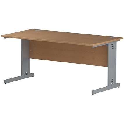 Trexus 1600mm Rectangular Desk, Cable Managed Silver Legs, Oak