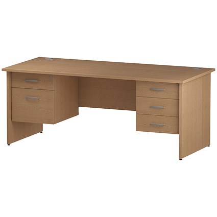 Trexus 1800mm Rectangular Desk, Panel Legs, 2 Pedestals, Oak