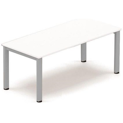 Sonix Rectangular Meeting Table / Silver Legs / 1800mm / White