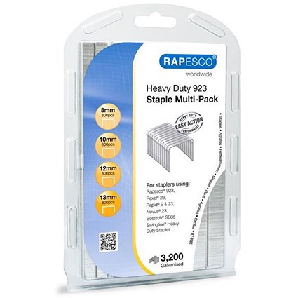 Rapesco 923 Galvanized Staples Multipack / 3200 Staples