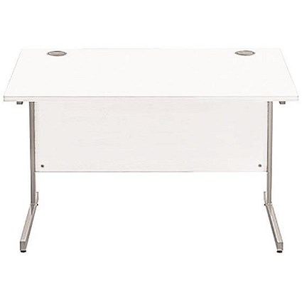 Sonix 1200mm Rectangular Desk / Silver Legs / White