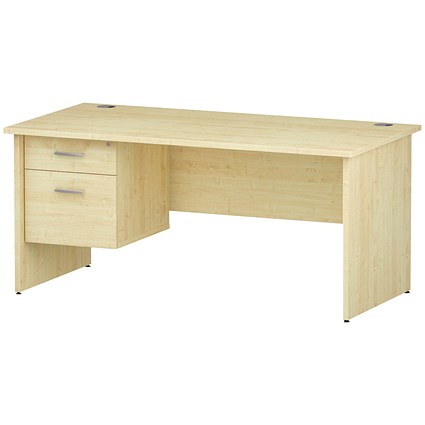Trexus 1600mm Rectangular Desk, Panel Legs, 2 Drawer Pedestal, Maple