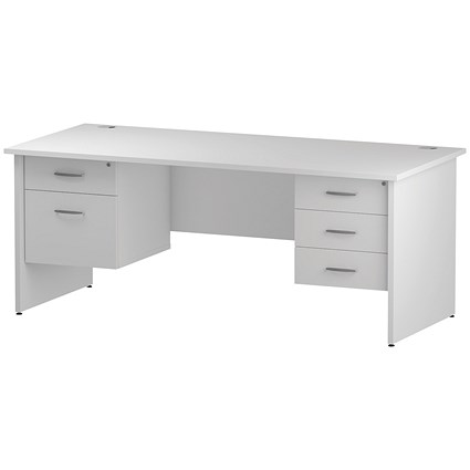 Trexus 1800mm Rectangular Desk, Panel Legs, 2 Pedestals, White