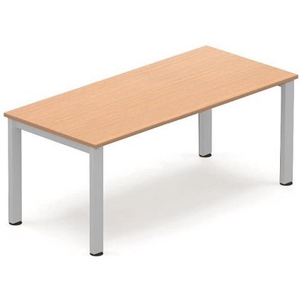 Sonix Rectangular Meeting Table / Silver Legs / 1800mm / Beech