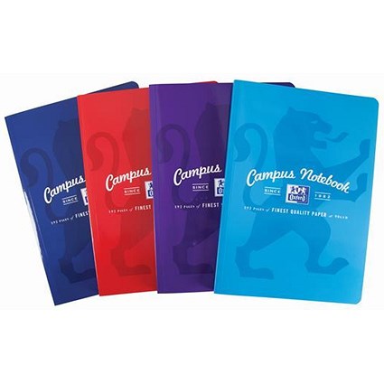 Oxford Campus Notebook, A4, Soft Cover, Casebound, Assorted, Pack of 5