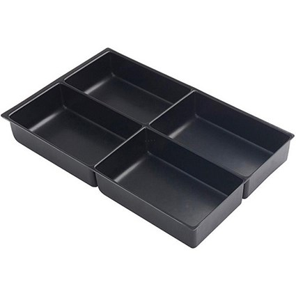Bisley Insert Tray 2/4 Plastic for Storage Cabinet 4 Sections H51mm Black Ref 227P1