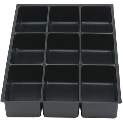 Bisley Insert Tray 2/9 Plastic for Storage Cabinet 9 Sections H51mm Black Ref 226P1