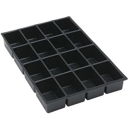 Bisley Insert Tray 2/16 Plastic for Storage Cabinet / 16 Sections / Black