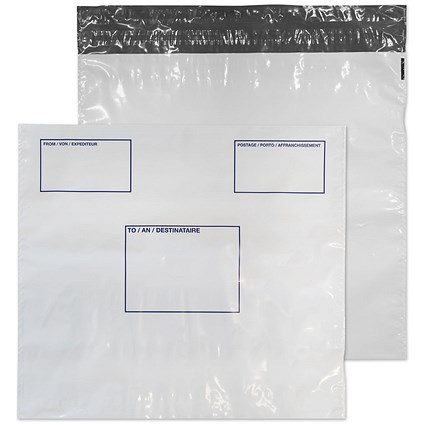 Blake Packaging Envelopes Polypost Polythene Wallet With Address Panel White Peel and Seal 50mu 430x460mm (Pack 100) - PE84/W/100