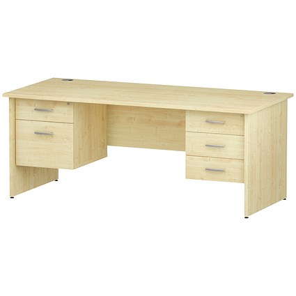 Trexus 1800mm Rectangular Desk, Panel Legs, 2 Pedestals, Maple
