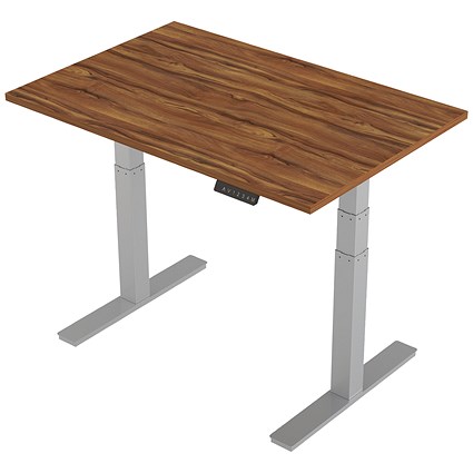 Trexus Height-adjustable Desk, Silver Legs, 1200mm, Walnut