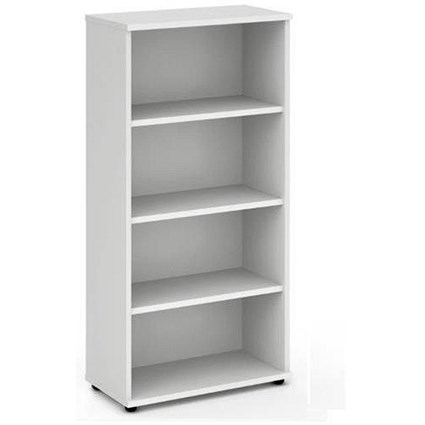 Trexus Medium Tall Bookcase, 3 Shelves, 1600mm High, White