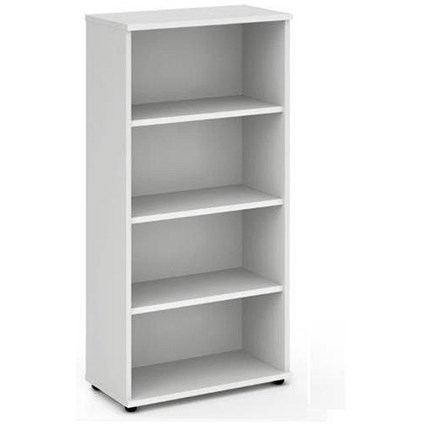 Trexus Medium Tall Bookcase, 3 Shelves, 1600mm High, White Trexus Medium Tall Bookcase, 3 Shelves, 1600mm High, White