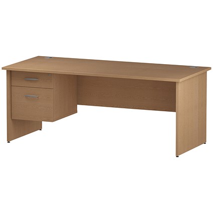 Trexus 1800mm Rectangular Desk, Panel Legs, 2 Drawer Pedestal, Oak