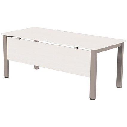 Sonix 1600mm Rectangular Desk / Silver Legs / White