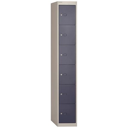 Bisley 6 Door Steel Locker / Depth 457mm / Grey Shell & Blue Door
