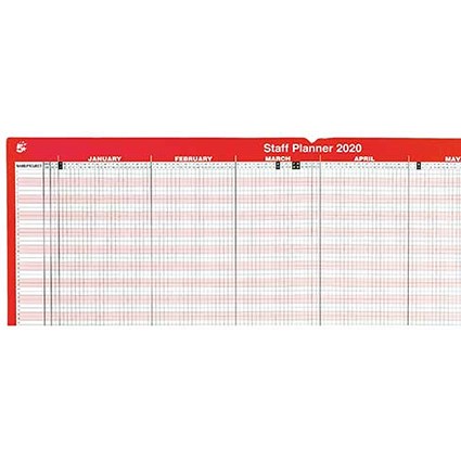 5 Star 2020 Staff Planner, Unmounted, 915x610mm