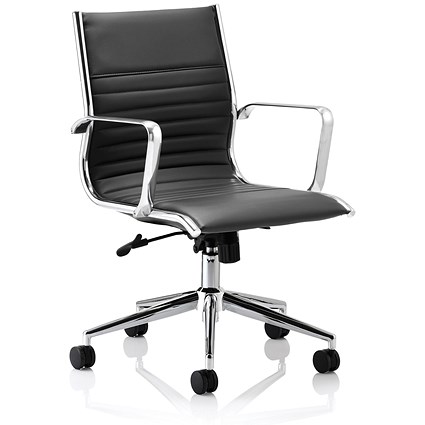 Sonix Ritz Leather Executive Medium Back Chair, Black