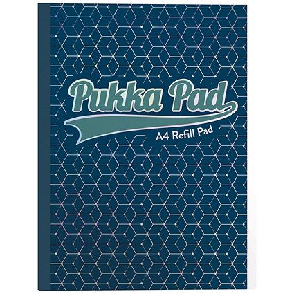 Pukka Pad Glee Sidebound Refill Pad, A4, Feint Ruled with Margin, Punched, 400 Pages, Dark Blue, Pack of 5