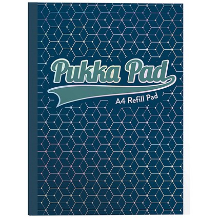 Pukka Pad Glee Sidebound Refill Pad, A4, Feint Ruled with Margin, Punched, 400 Pages, Dark Blue, Pack of 5