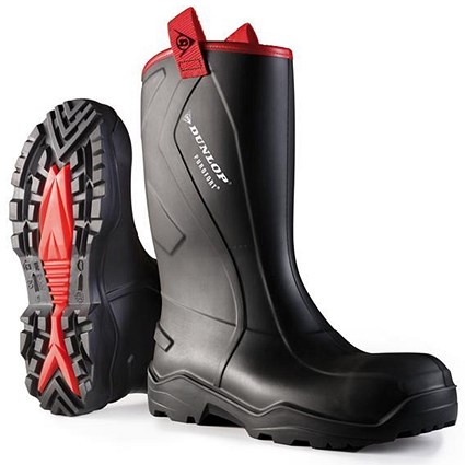 Dunlop Purofort Plus Rugged Safety Rigger Boots, Size 8, Black