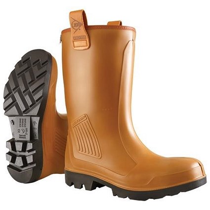 Dunlop Purofort Rigair Safety Boots, Fur Lined, Size 6.5, Tan